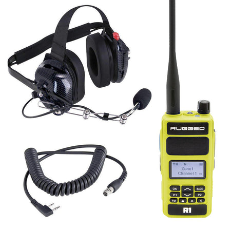Rugged Radios RDH Digital Crew Chief Radio Package w/ H42 Spotter Headset - Single Radio - UHF - Safety Yellow CREW-RDH-U-HV