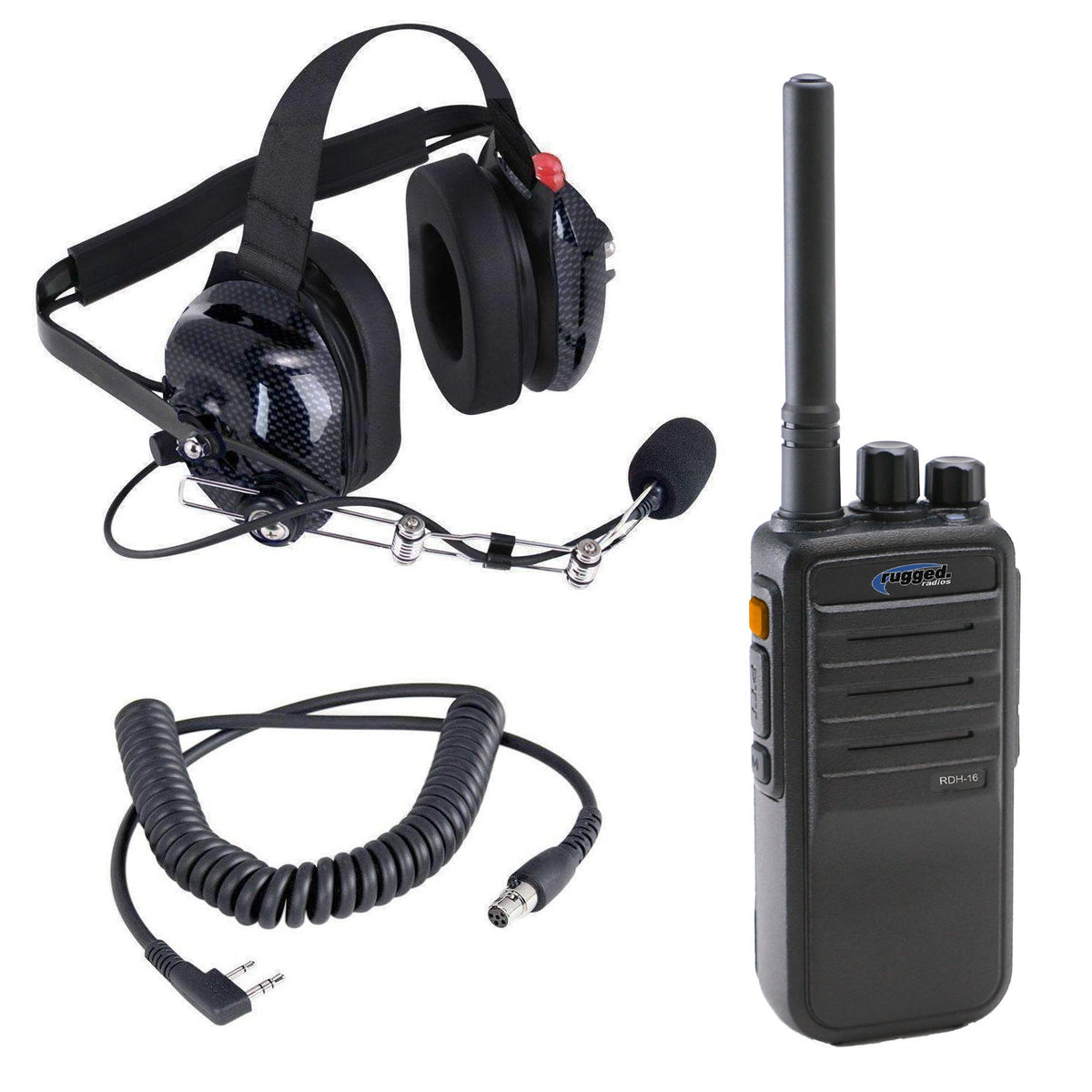 Rugged Radios RDH Digital Crew Chief Radio Package w/ H42 Spotter Headset - Single Radio - UHF - Safety Yellow CREW-RDH-U-HV