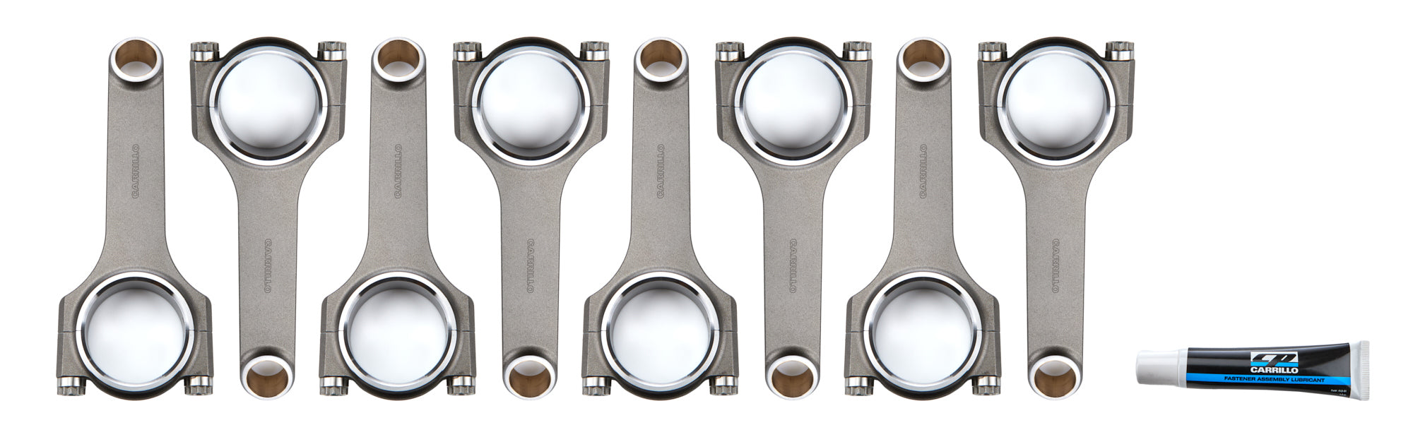 Carrillo Pro-H H-Beam Connecting Rod - 6.125 in Long - Bushed - 3/8 in Cap Screws - Small Block Chevy (Set of 8)