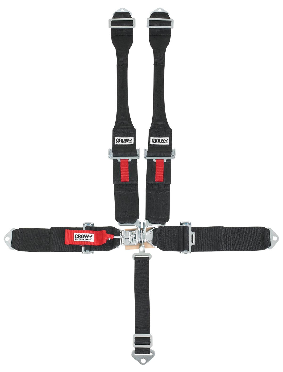 Crow 5 Point Latch & Link Dog Bone Harness w/ Black Hardware - Pull Down Adjust - Bolt-In / Wrap Around - HANS Ready