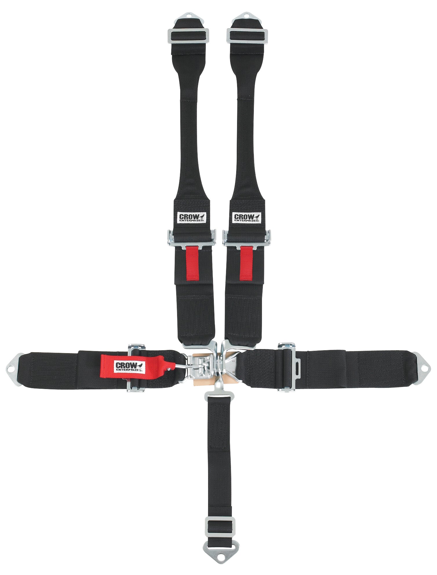 Crow 5 Point Latch & Link Dog Bone Harness w/ Black Hardware - Pull Down Adjust - Bolt-In / Wrap Around - HANS Ready