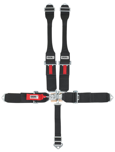 Crow 5 Point Latch & Link Dog Bone Harness w/ Black Hardware - Pull Down Adjust - Bolt-In / Wrap Around - HANS Ready