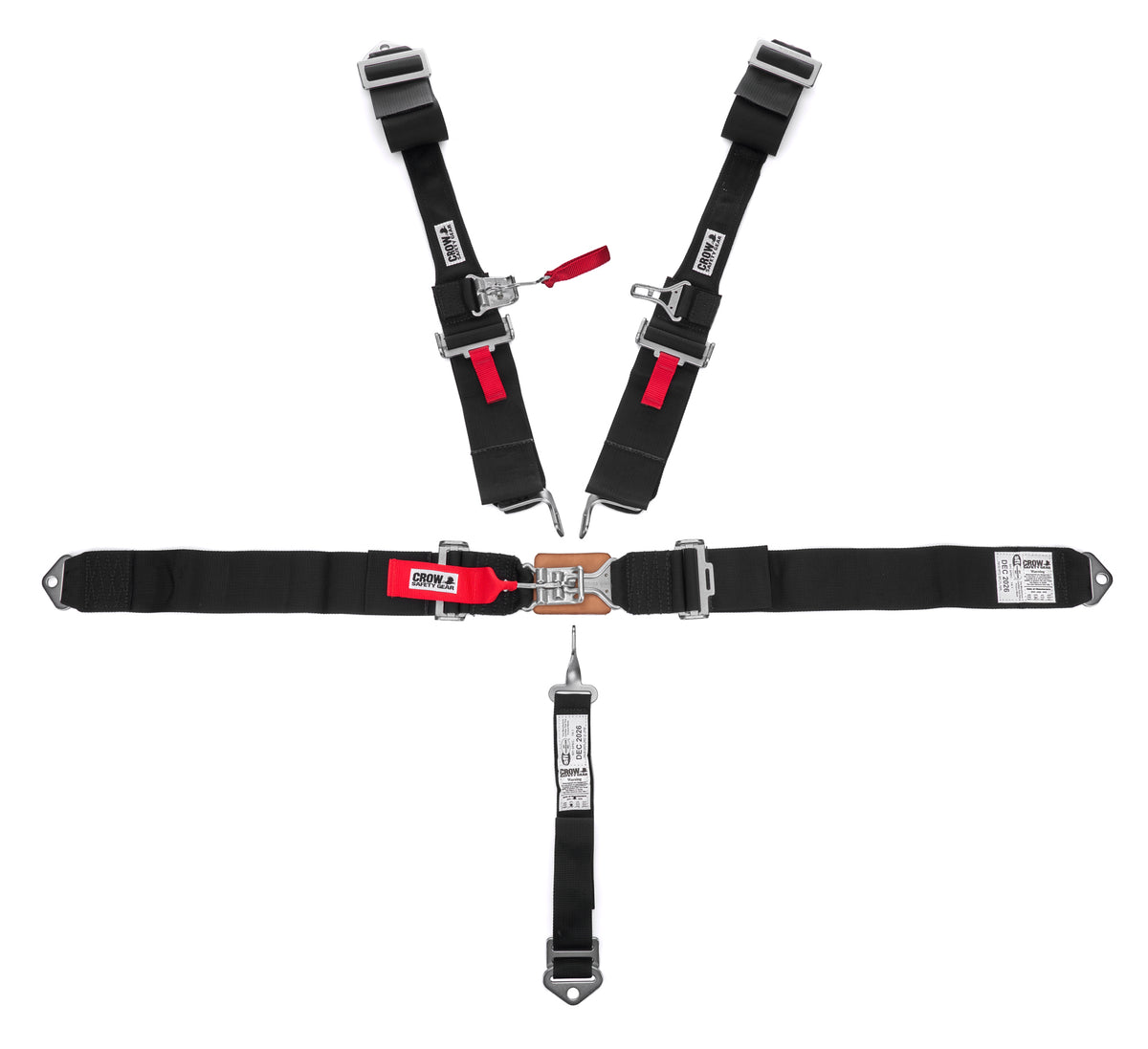 Crow 5 Point Latch & Link Dog Bone Harness w/ Sternum Strap - Pull Down Adjust - Bolt-In / Wrap Around - Sternum Strap Included
