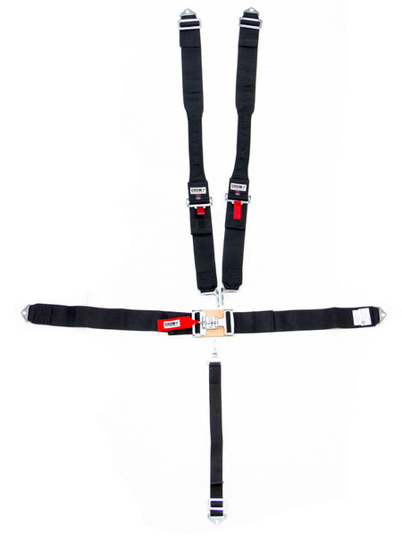 Crow 5 Point Latch & Link Dog Bone Harness - Pull Down Adjust - Bolt-In / Wrap Around - HANS Ready