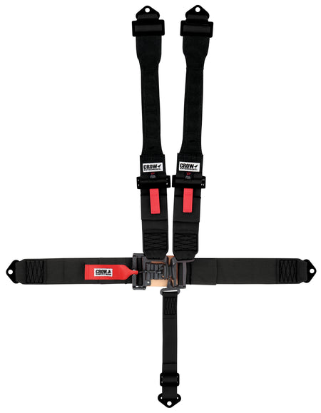 Crow 5 Point Duckbill Latch & Link Harness w/ Black Hardware - Pull Down Adjust - Bolt-In / Wrap Around - HANS Ready