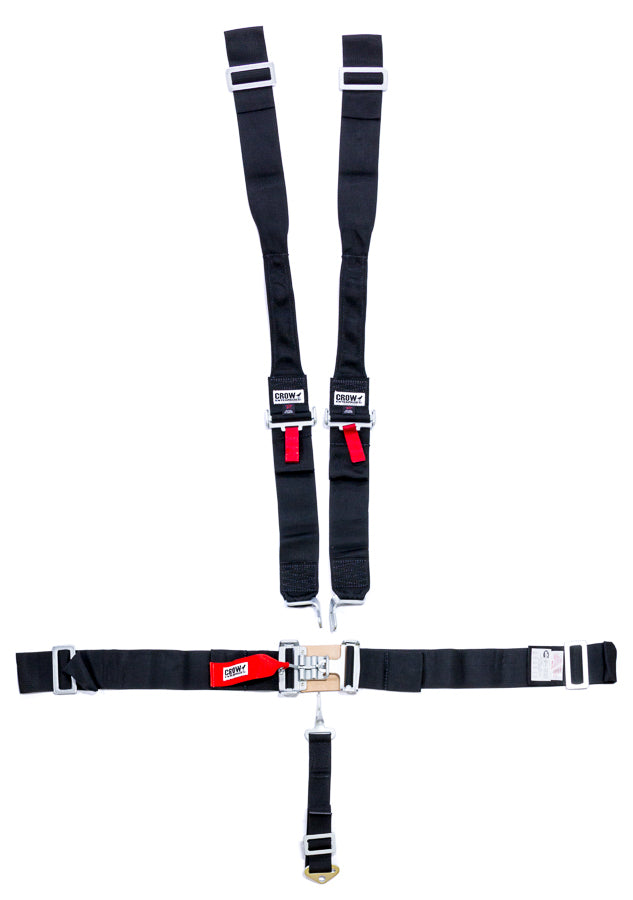 Crow 5 Point Latch & Link Dog Bone Harness - Pull Down Adjust - Wrap Around - HANS Ready