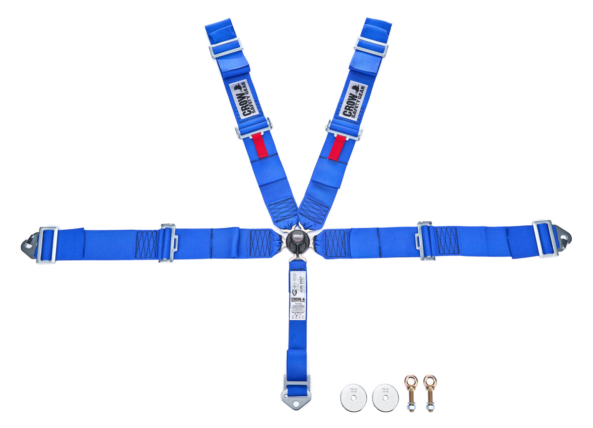 Crow 5 Point Kam Lock Harness - Pull Up Adjust - Clip In / Wrap Around - Blue