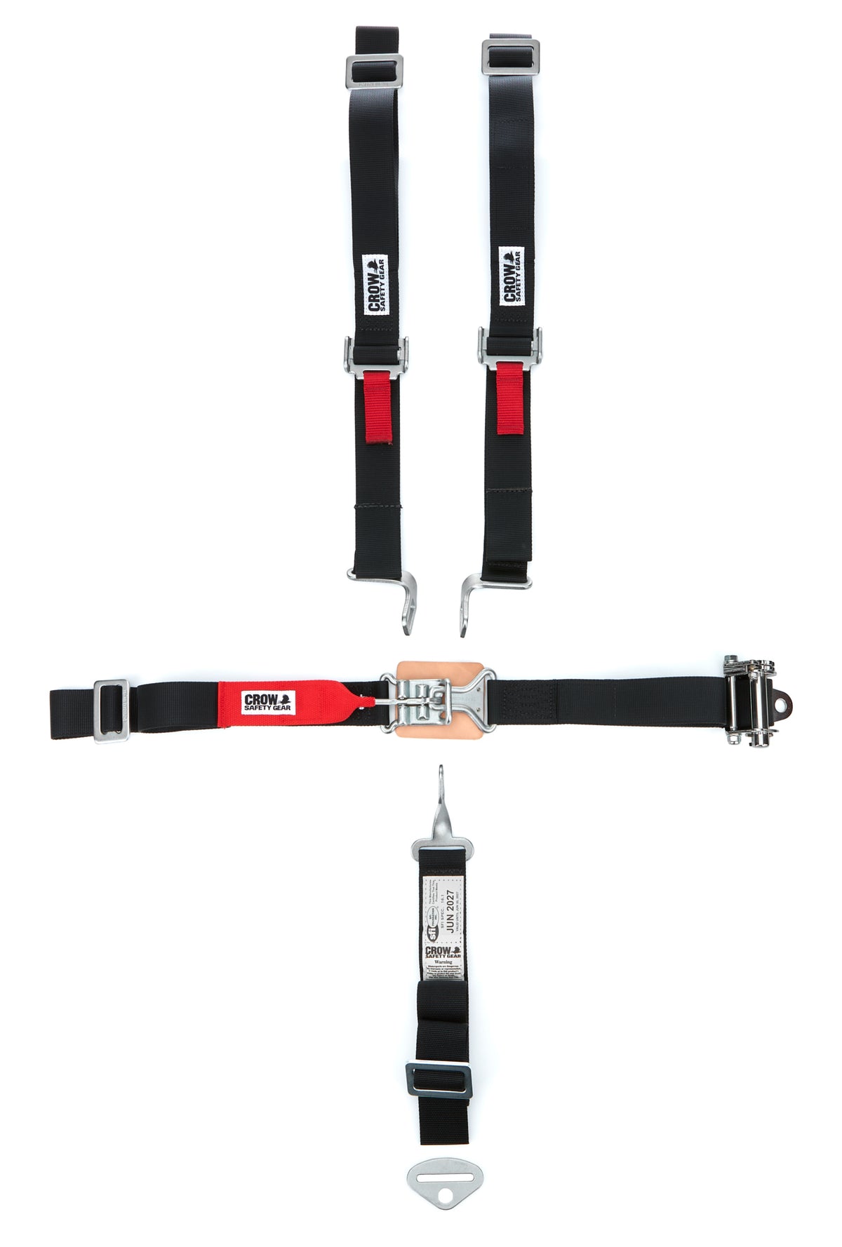 Crow 5 Point Latch & Link Harness - Pull Down / RH Ratchet Adjust - Wrap Around - Black
