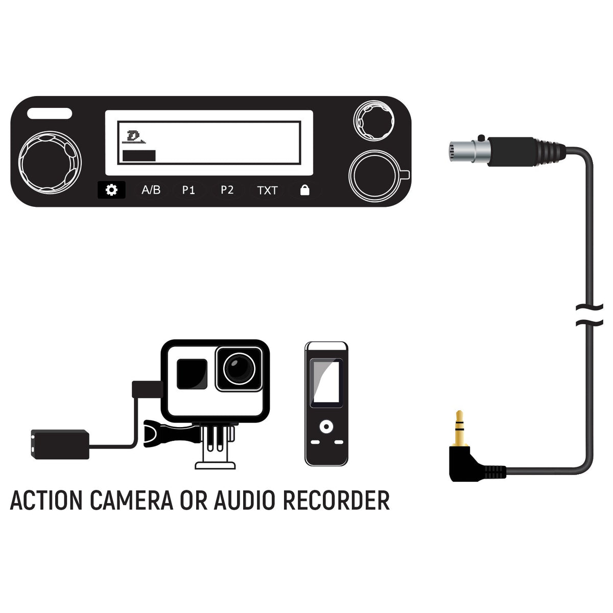 Rugged Radios Mobile Radio Audio Record Cable CS-REC-5PM-3.5M