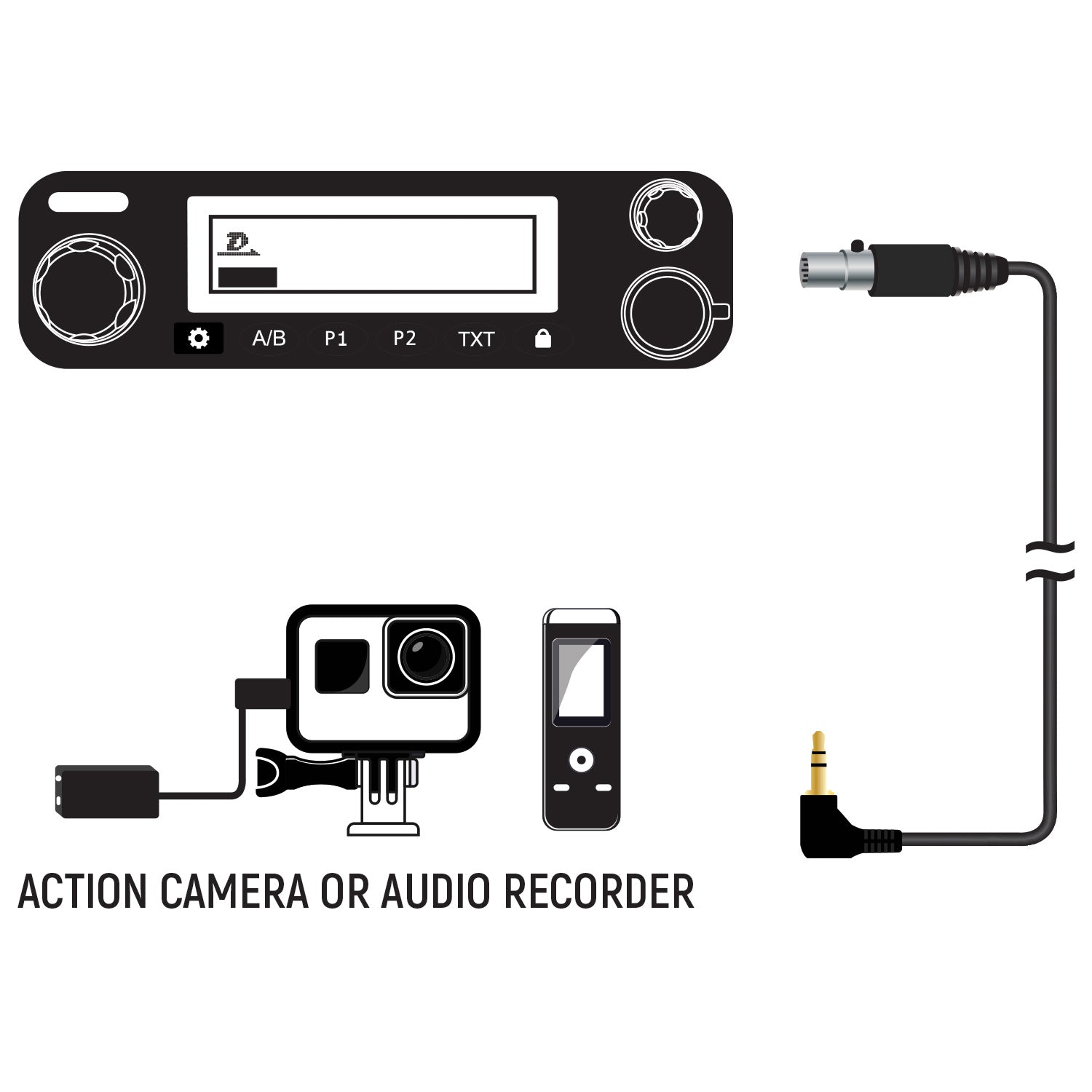 Rugged Radios Mobile Radio Audio Record Cable CS-REC-5PM-3.5M