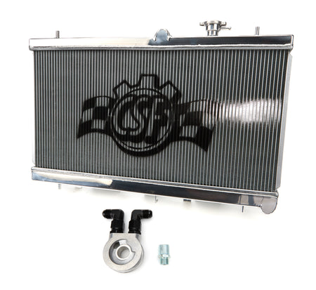 CSF Aluminum Radiator w/ Oil Cooler - 27.75 in W x 13.375 in H x 2.375 in D - Polished - Subaru Impreza 2002-07