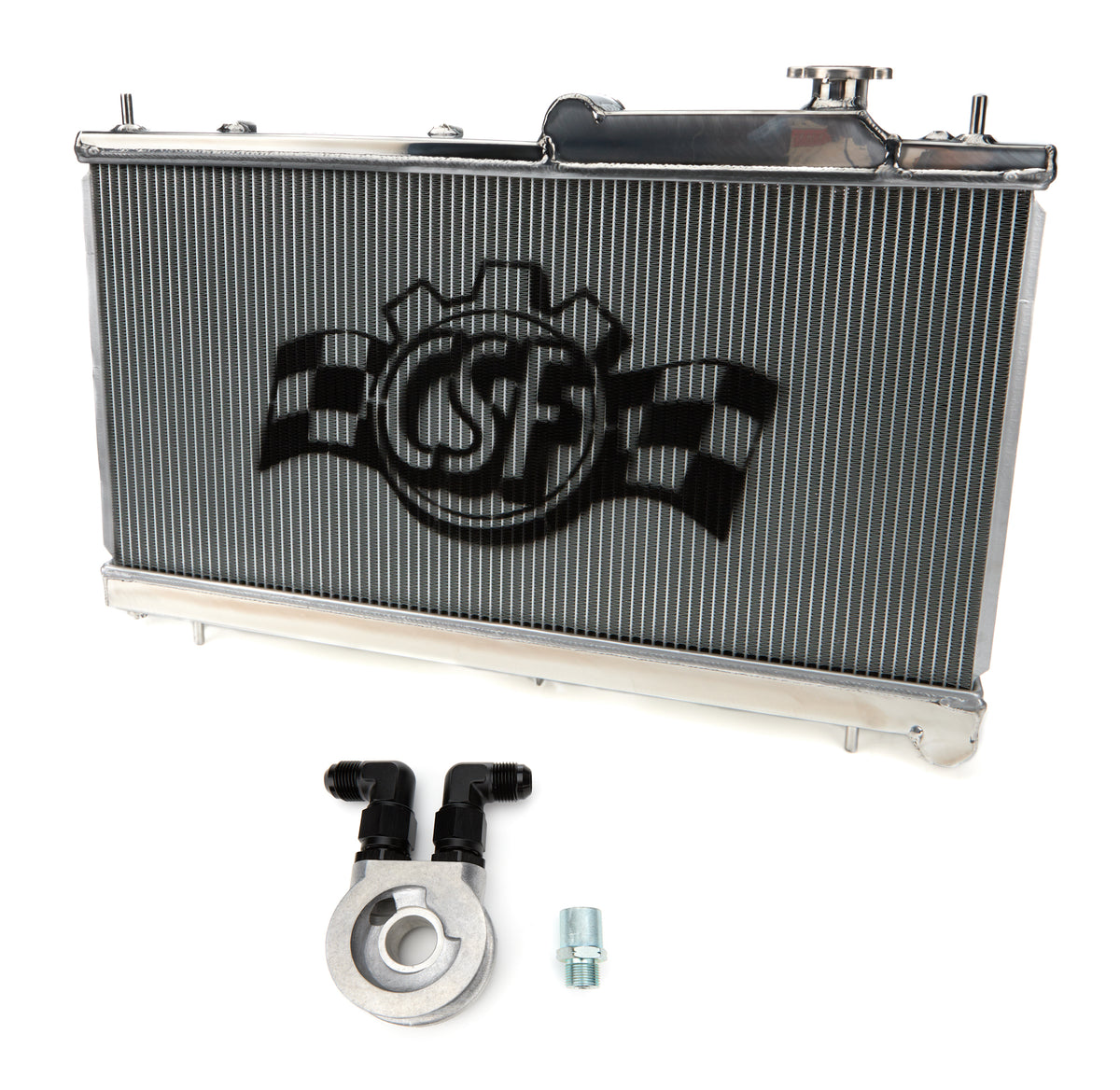 CSF Aluminum Single Pass Radiator w/ Oil Cooler - 27.688 in W x 2.375 in D - Polished - Subaru Impreza 2008-14
