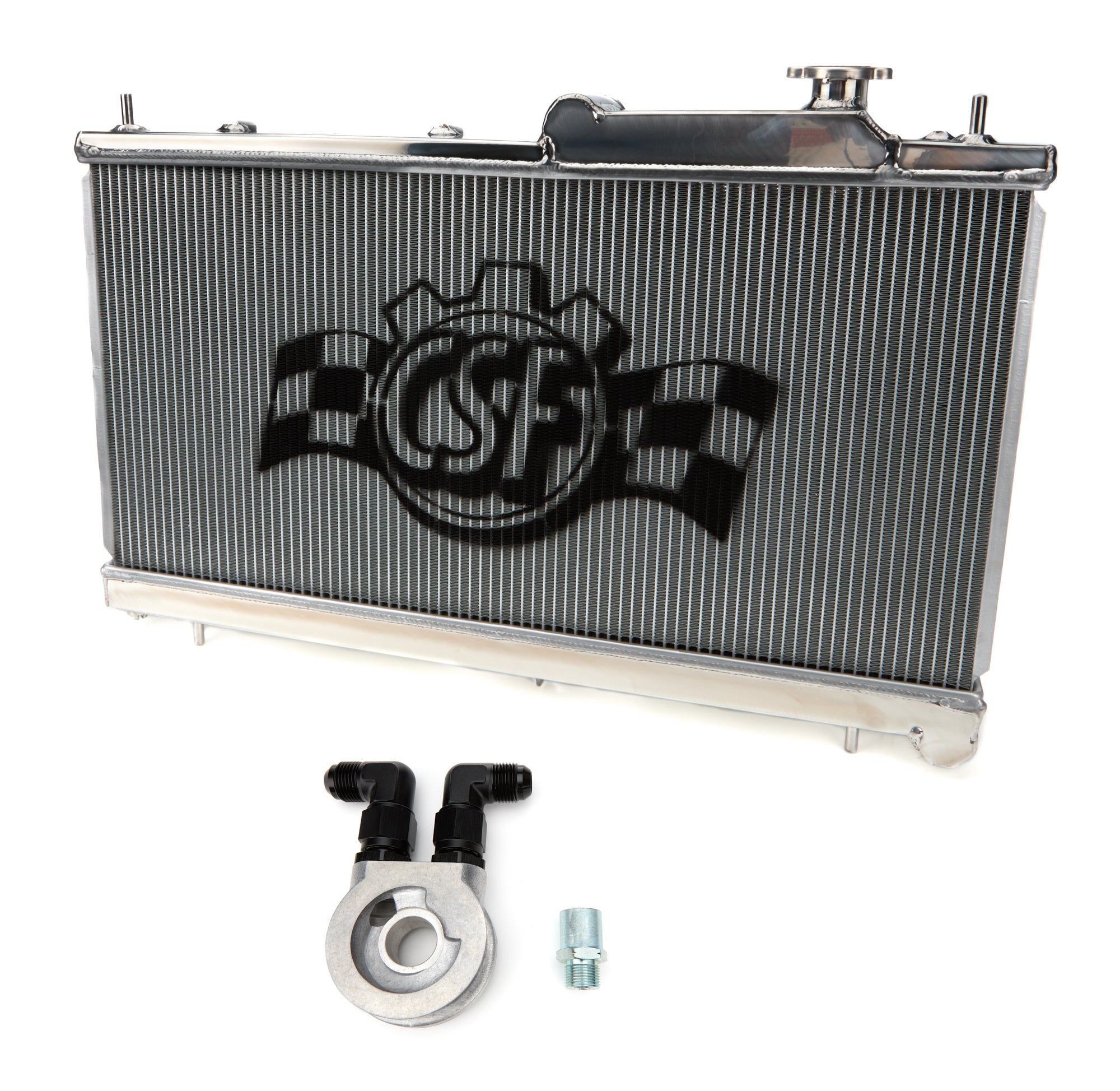 CSF Aluminum Single Pass Radiator w/ Oil Cooler - 27.688 in W x 2.375 in D - Polished - Subaru Impreza 2008-14