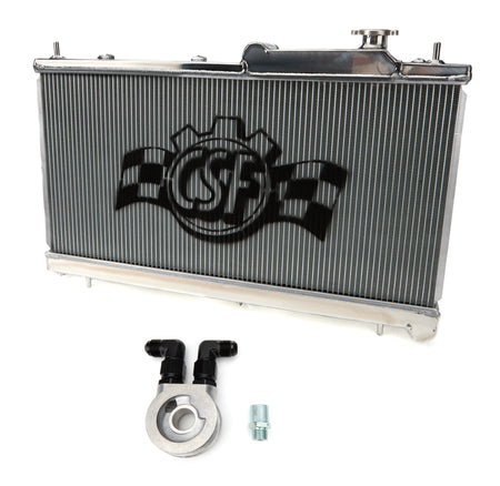 CSF Aluminum Single Pass Radiator w/ Oil Cooler - 27.688 in W x 2.375 in D - Polished - Subaru Impreza 2008-14