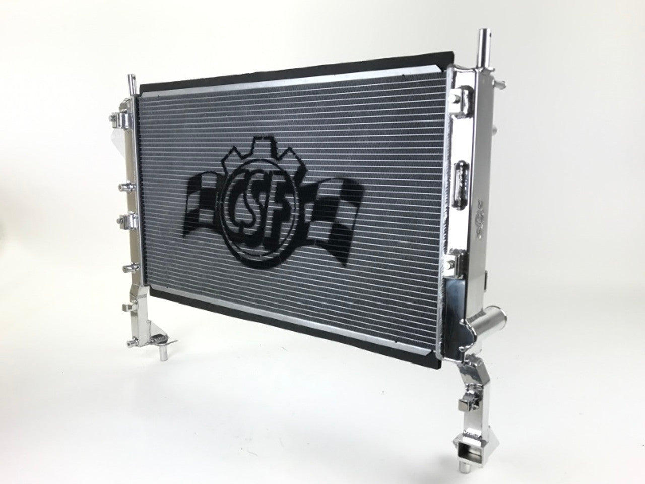 CSF Aluminum Single Pass Radiator - 25.375 in W x 14.313 in H x 1.625 in D - Polished - Ford Ecoboost 4-Cylinder - Ford Mustang 2015-23