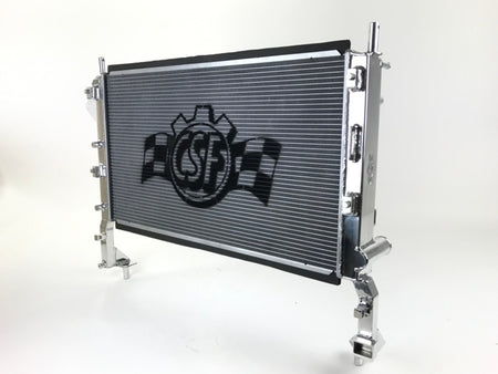 CSF Aluminum Single Pass Radiator - 25.375 in W x 14.313 in H x 1.625 in D - Polished - Ford Ecoboost 4-Cylinder - Ford Mustang 2015-23