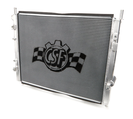 CSF Aluminum Single Pass Radiator - 25.313 in W x 19.688 in H x 1.625 in D - Polished - Ford Coyote - Ford Mustang 2015-23