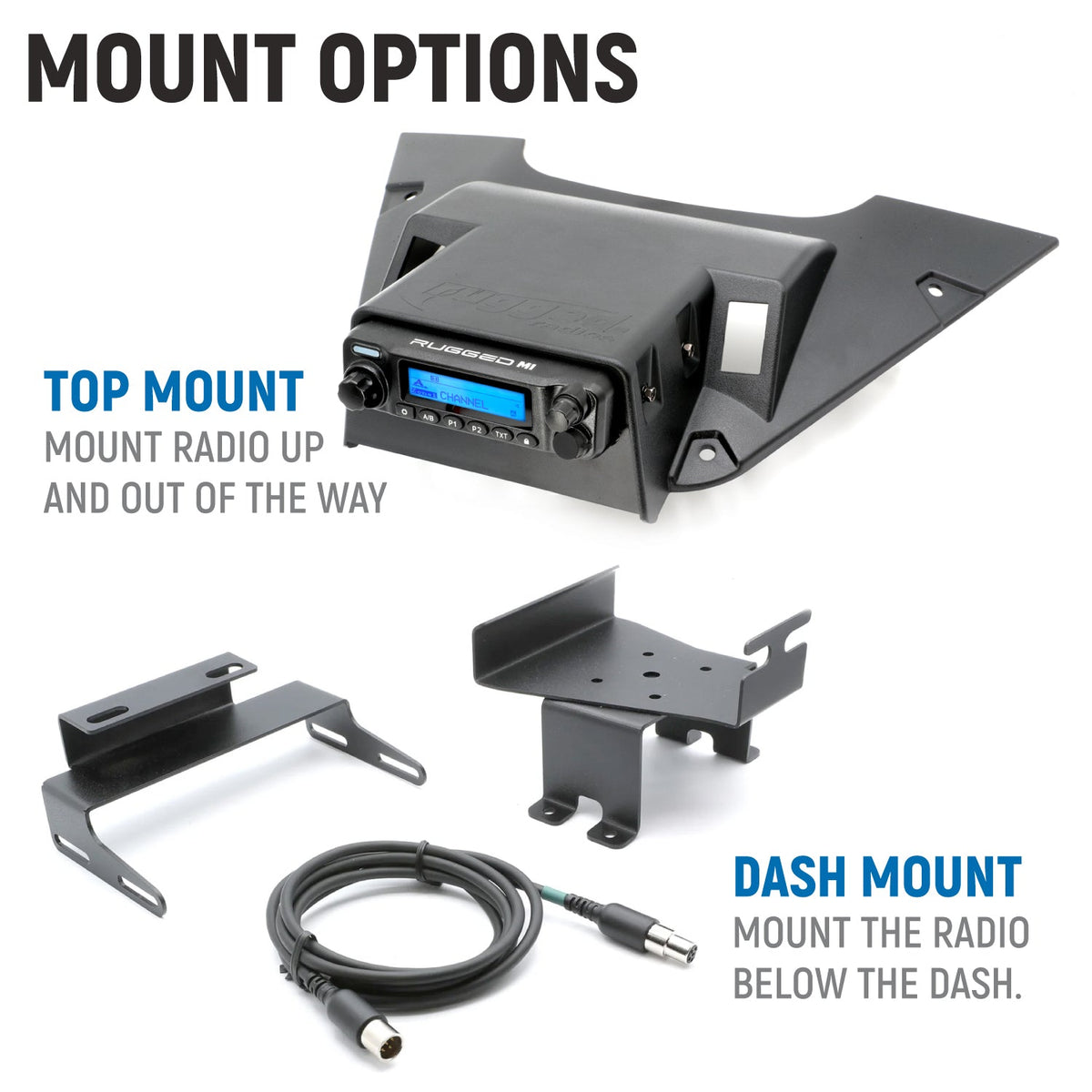 Rugged Radios Can-Am Maverick R Complete Communication Kit /w Rocker Switch Bluetooth Intercom & 2-Way Radio - 696 PLUS Remote Head / M1 VHF Business Band / Dash Mount MAVR-696RS-M1-HK