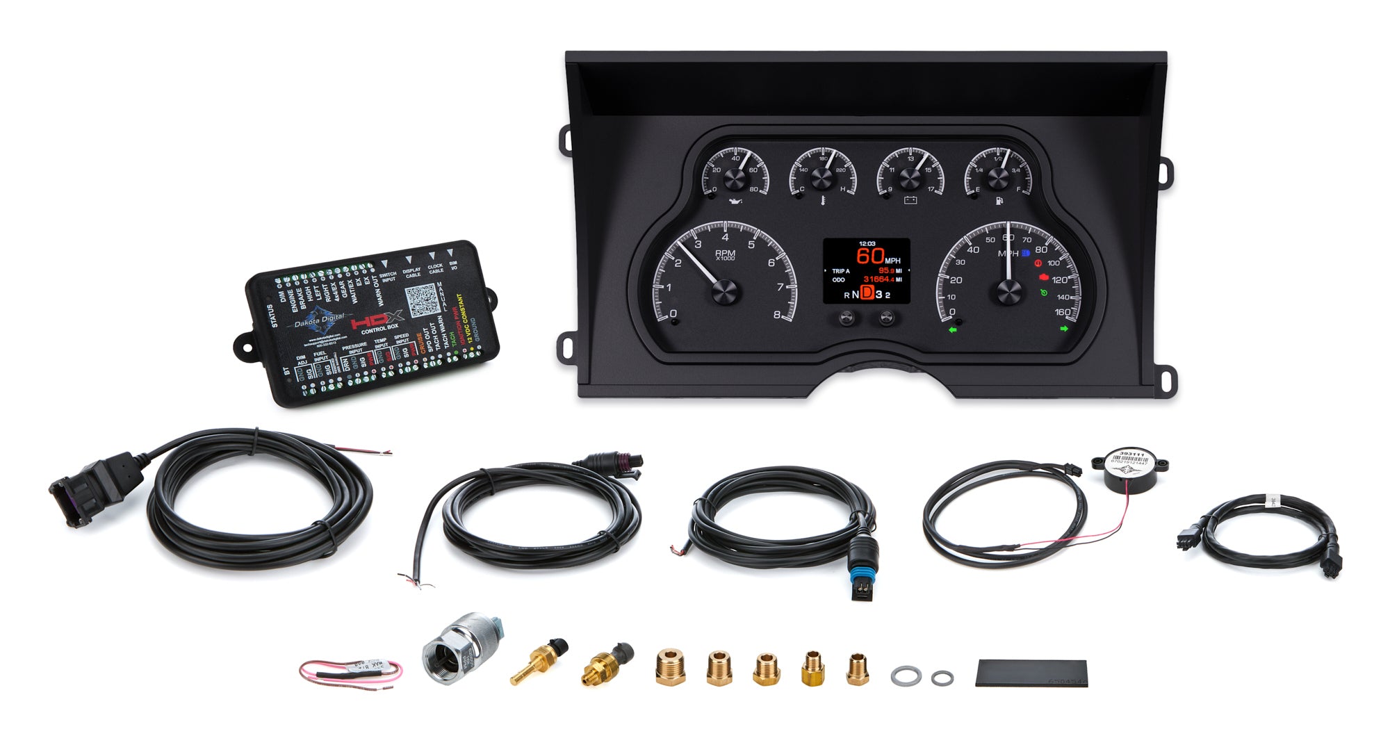 Dakota Digital HDX Direct Fit Gauge Kit - Fuel / OP / Speedometer / Tach / Volt / WT - Black Face - GM Fullsize SUV / Truck 1988-94