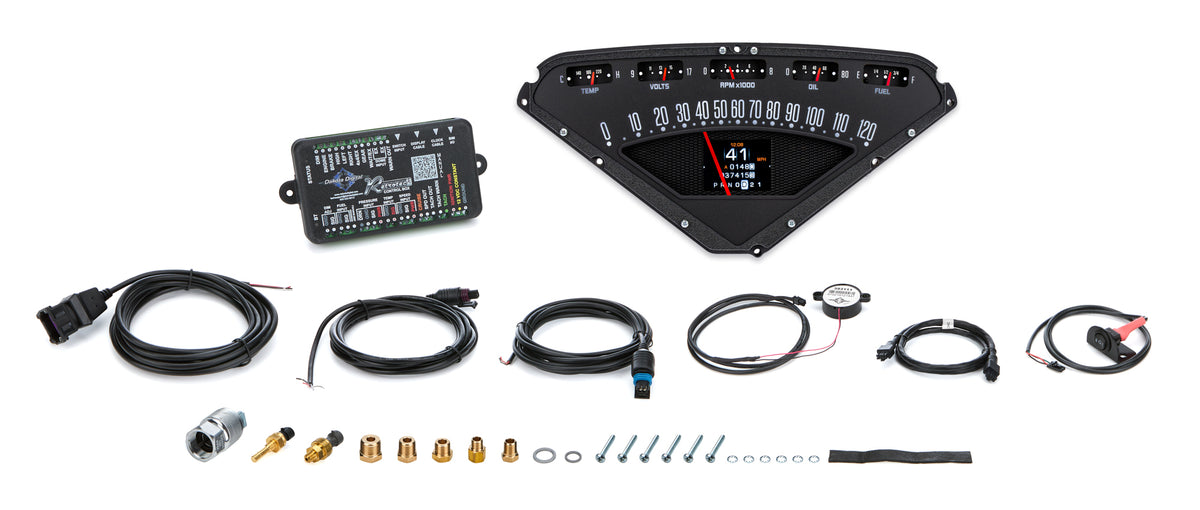 Dakota Digital RTX Series Gauge Kit - Fuel / OP / Speedometer / Tach / Volt / WT - Black Face - Chevy Truck 1955-59