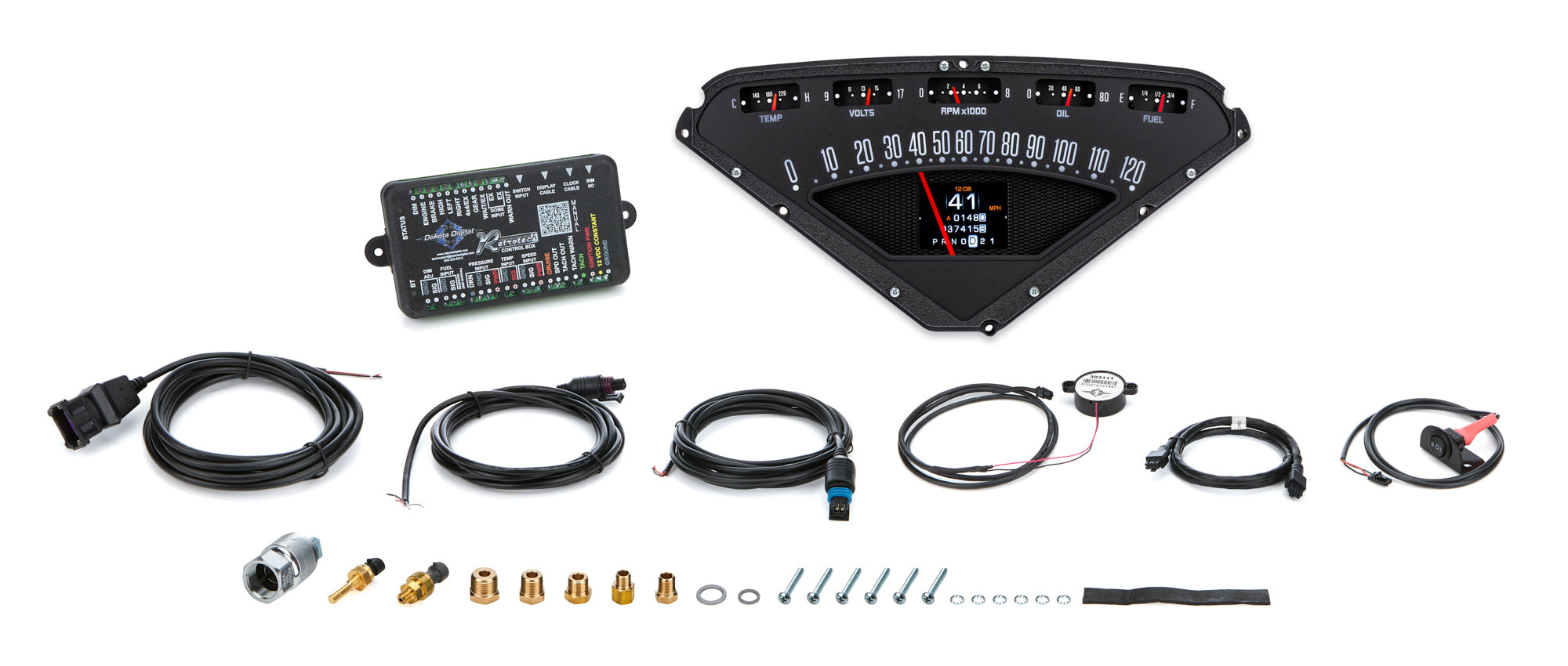 Dakota Digital RTX Series Gauge Kit - Fuel / OP / Speedometer / Tach / Volt / WT - Black Face - Chevy Truck 1955-59