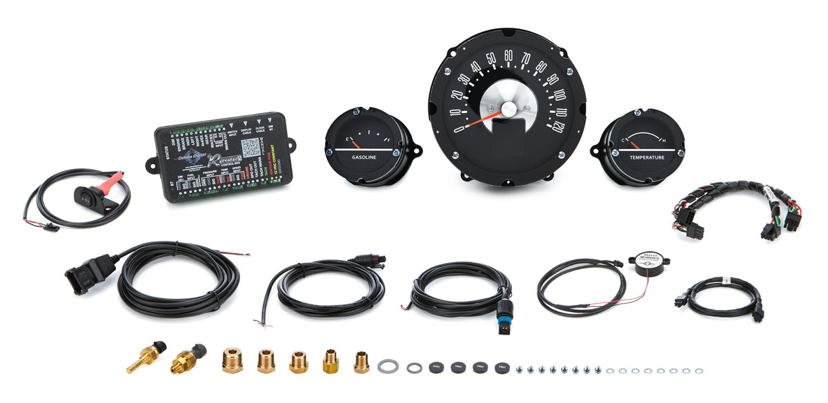 Dakota Digital RTX Series Gauge Kit - Fuel / Speedometer / WT - Black Face - Chevy Fullsize Car 1957