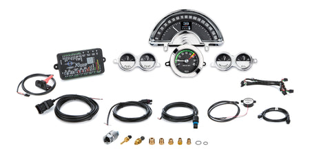 Dakota Digital RTX Series Gauge Kit - Fuel / OP / Speedometer / Tach / Volt / WT - Black Face - Chevy Corvette 1958-62