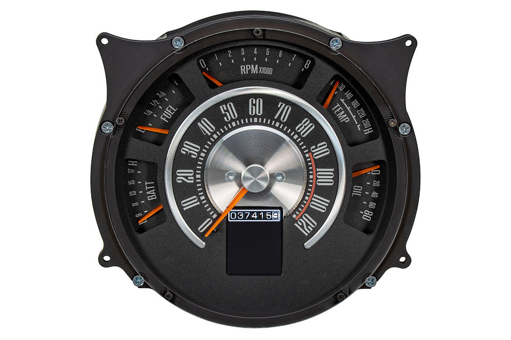 Dakota Digital RTX Series Gauge Kit - Fuel / OP / Speedometer / Tach / Volt / WT - Black Face - Ford Compact SUV 1966-77