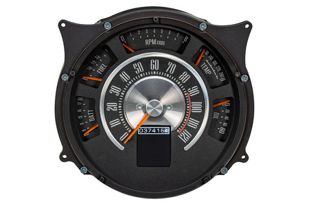 Dakota Digital RTX Series Gauge Kit - Fuel / OP / Speedometer / Tach / Volt / WT - Black Face - Ford Compact SUV 1966-77