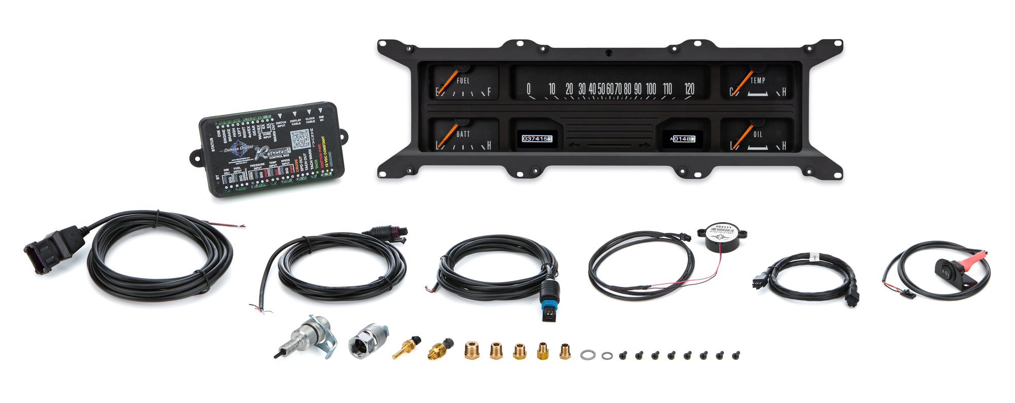 Dakota Digital RTX Series Gauge Kit - Fuel / OP / Speedometer / Volt / WT - Black Face - Ford Fullsize Truck 1967-72