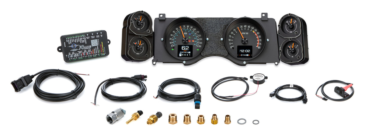 Dakota Digital RTX Series Gauge Kit - Fuel / OP / Speedometer / Tach / Volt / WT - Black Face - GM F-Body 1970-78