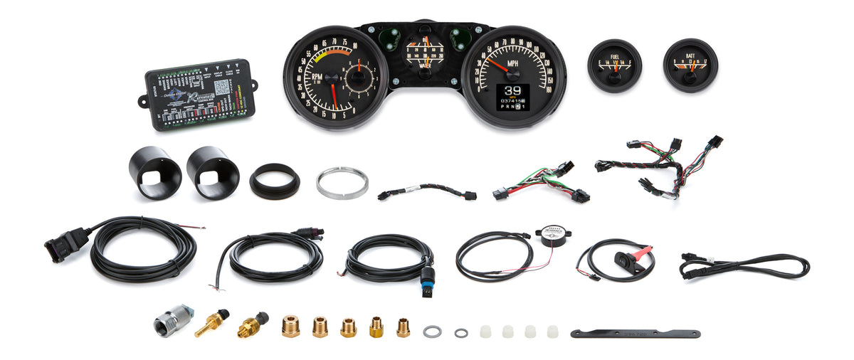 Dakota Digital RTX Series Gauge Kit - Fuel / OP / Speedometer / Tach / Volt / WT - Black Face - GM F-Body 1970-81