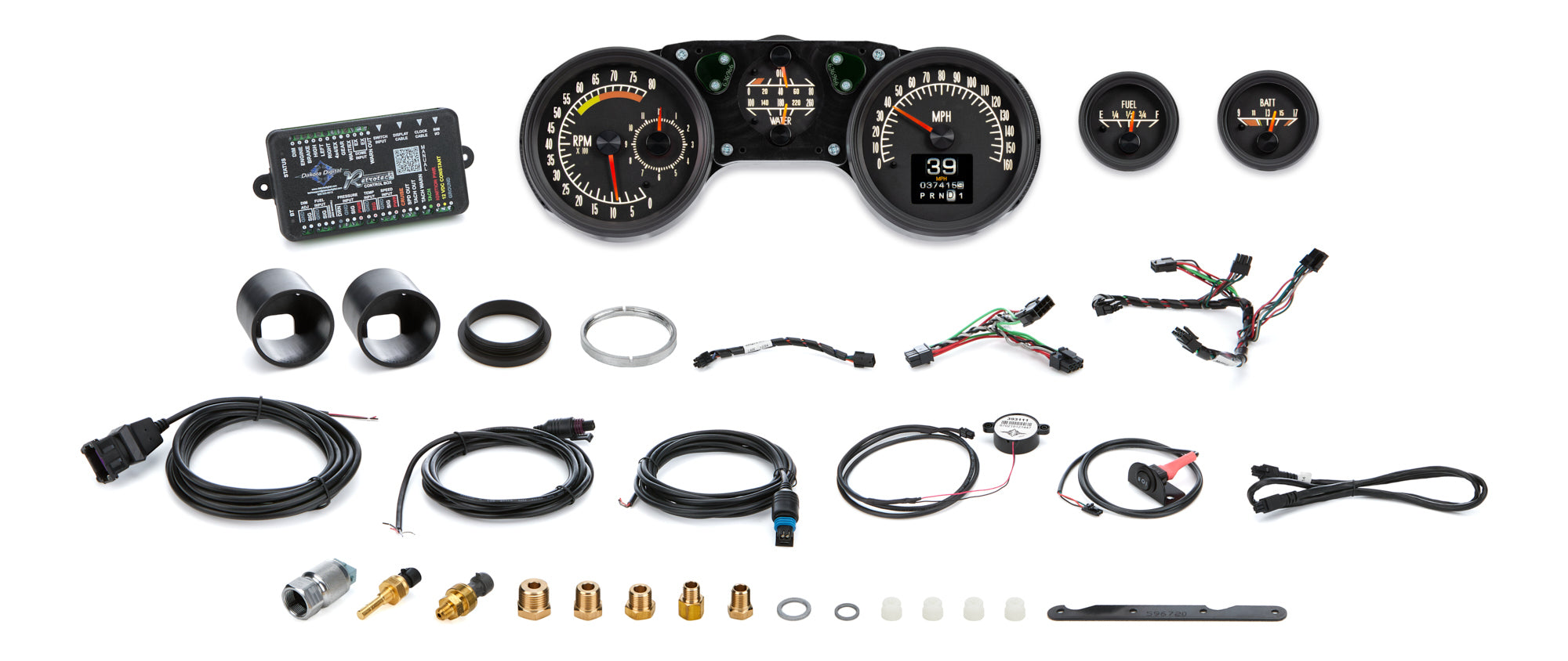 Dakota Digital RTX Series Gauge Kit - Fuel / OP / Speedometer / Tach / Volt / WT - Black Face - GM F-Body 1970-81