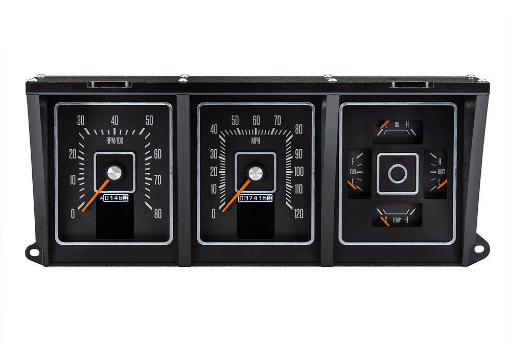 Dakota Digital RTX Series Gauge Kit - Fuel / OP / Speedometer / Tach / Volt / WT - Black Face - Ford Fullsize SUV / Truck 1973-79