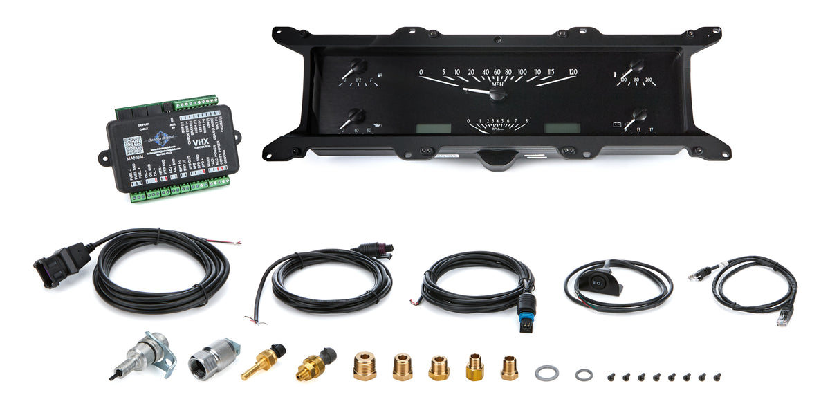 Dakota Digital VHX Series Gauge Kit - Fuel / OP / Speedometer / Tach / Volt / WT - Black Face - Ford Fullsize Truck 1967-72