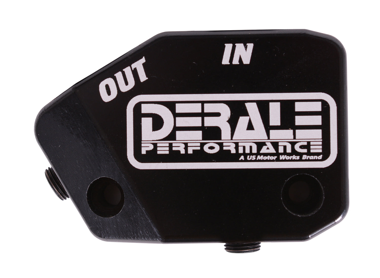 Derale Blockoff Oil Filter Adapter - 10 AN Female O-Ring Inlet and Outlet - Dual 1/8 in NPT Female Ports - Black - GM LS-Series 35611