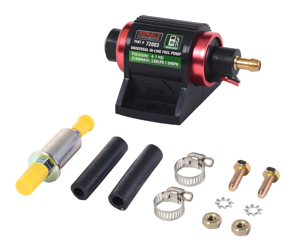 Derale In-Line Electric Fuel Pump - Red / Black - Diesel