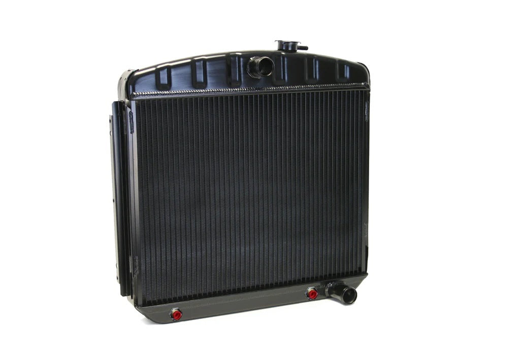DeWitts Direct Fit Single Pass Aluminum Radiator - 22 in W x 21.25 in H x 3.25 in D - Auto Trans - Black - Chevy Fullsize Car 1955-57