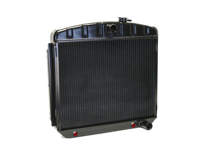 DeWitts Direct Fit Single Pass Aluminum Radiator - 22 in W x 21.25 in H x 3.25 in D - Auto Trans - Black - Chevy Fullsize Car 1955-57