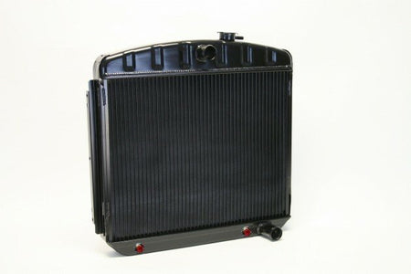 DeWitts Direct Fit Single Pass Aluminum Radiator - 22 in W x 21.25 in H x 3.25 in D - Auto Trans - Black - Chevy Fullsize Car 1955-57
