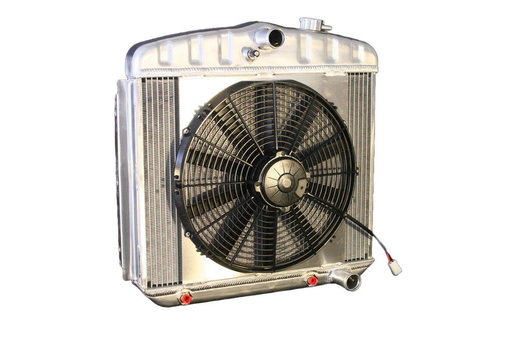 DeWitts LSX Conversion Aluminum Radiator & Fan Kit - 22 in W x 21.25 in H x 3.25 in D - Auto Trans - Chevy Fullsize Car 1955-57 32-6139013A
