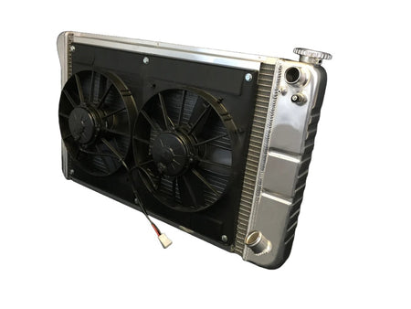 DeWitts LSX Conversion Aluminum Radiator & Fan Kit - 33 in W x 18.5 in H x 6.75 in D - Manual Trans - GM Fullsize Truck 1967-72