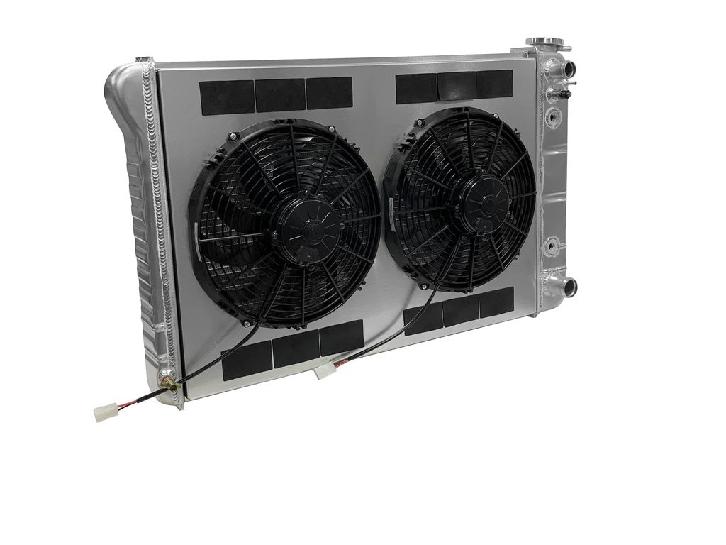 DeWitts LSX Conversion Aluminum Radiator & Fan Kit - 32 in W x 21.5 in H x 6.75 in D - Auto Trans - GM Fullsize Truck 1973-86