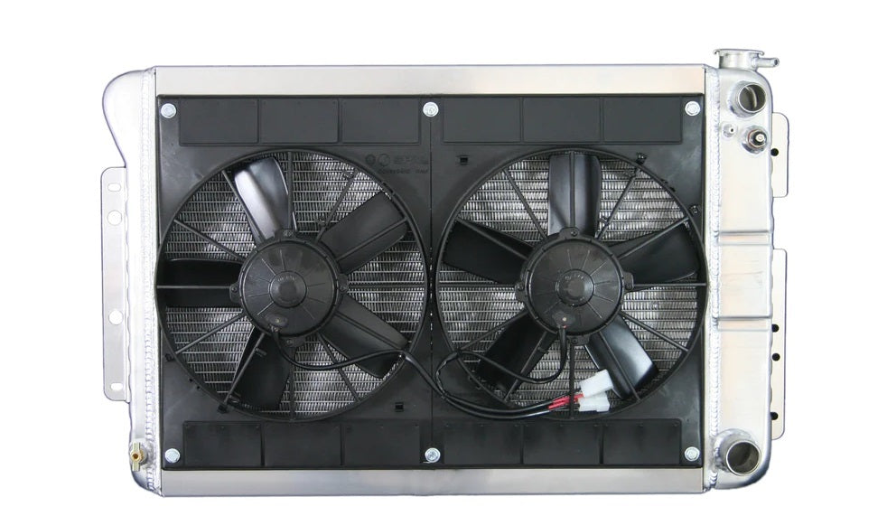 DeWitts LSX Conversion Aluminum Radiator & Fan Kit - 27.5 in W x 18.5 in H x 6.75 in D - Manual Trans - GM F-Body 1967-69