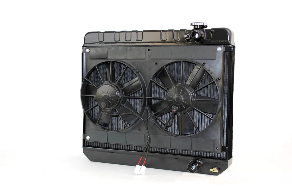 DeWitts LSX Conversion Aluminum Radiator & Fan Kit - 25.5 in W x 20.5 in H x 6.75 in D - Manual Trans - GM X-Body 1962-67