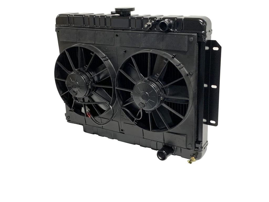 DeWitts LSX Conversion Aluminum Radiator & Fan Kit - 28 in W x 20.5 in H x 3 in D - Manual Trans - GM B-Body 1959-64 32-6239014M