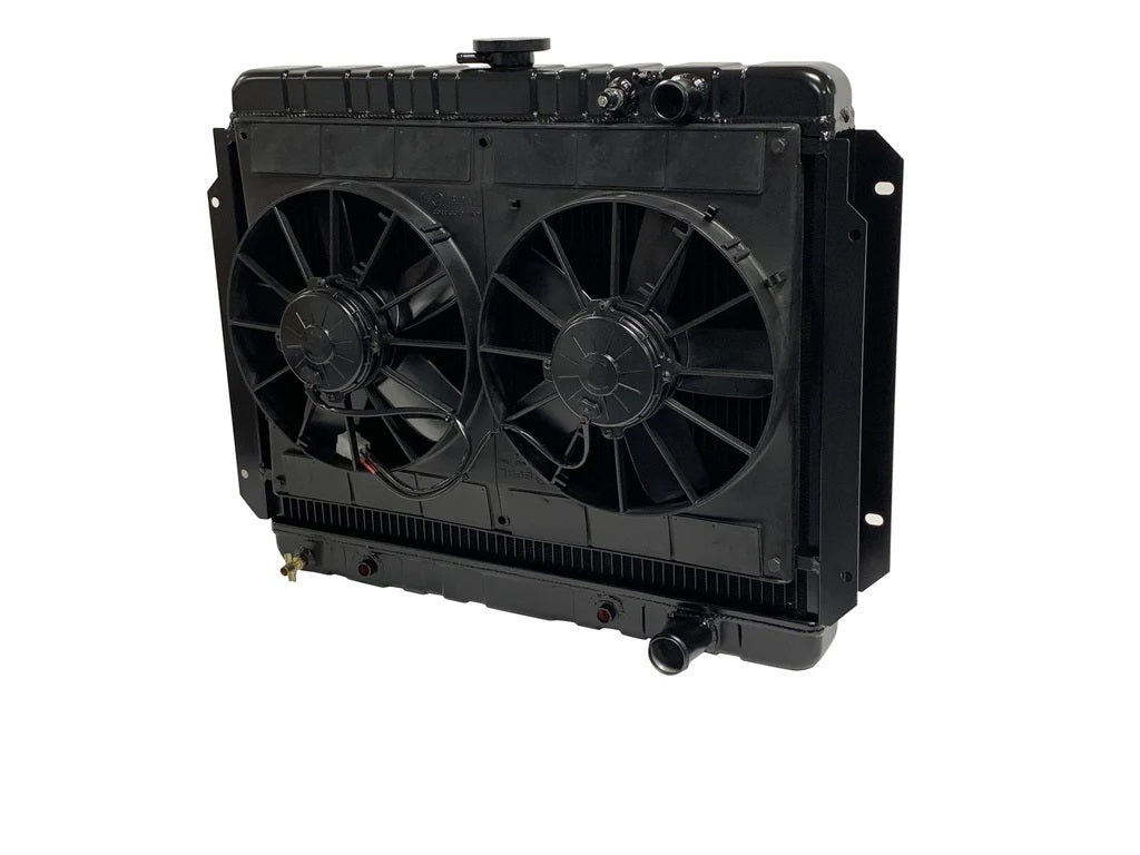 DeWitts LSX Conversion Aluminum Radiator & Fan Kit - 25.5 in W x 22.25 in H x 6.8 in D - Auto Trans - GM B-Body 1965-70 32-6239016A