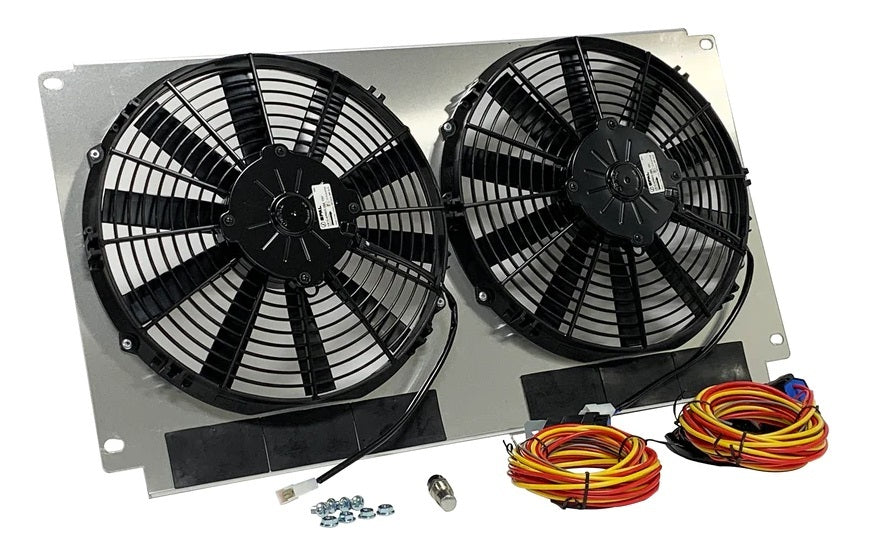 DeWitts Direct Fit Dual 12 in Electric Fan - Puller - 2200 CFM - GM A-Body 1966-67