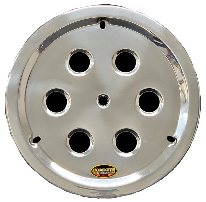 Dominator Aluminum Bolt-On Vented Center Hole Mud Cover - Polished - 15 in Wheels