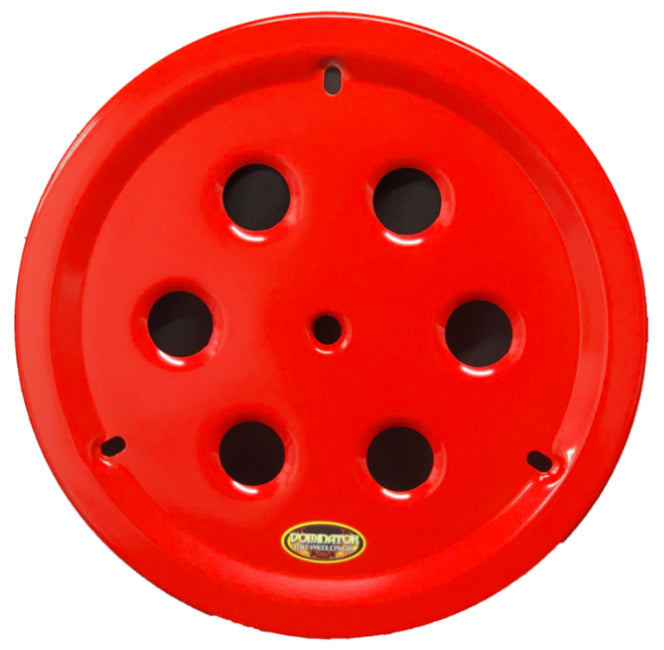 Dominator Aluminum Bolt-On Vented Center Hole Mud Cover - Red - 15 in Wheels